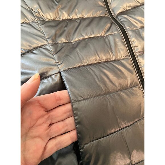 Andrew Marc Reversible Jacket Silver & Black Faux Fur Jacket Large - Picture 8 of 12